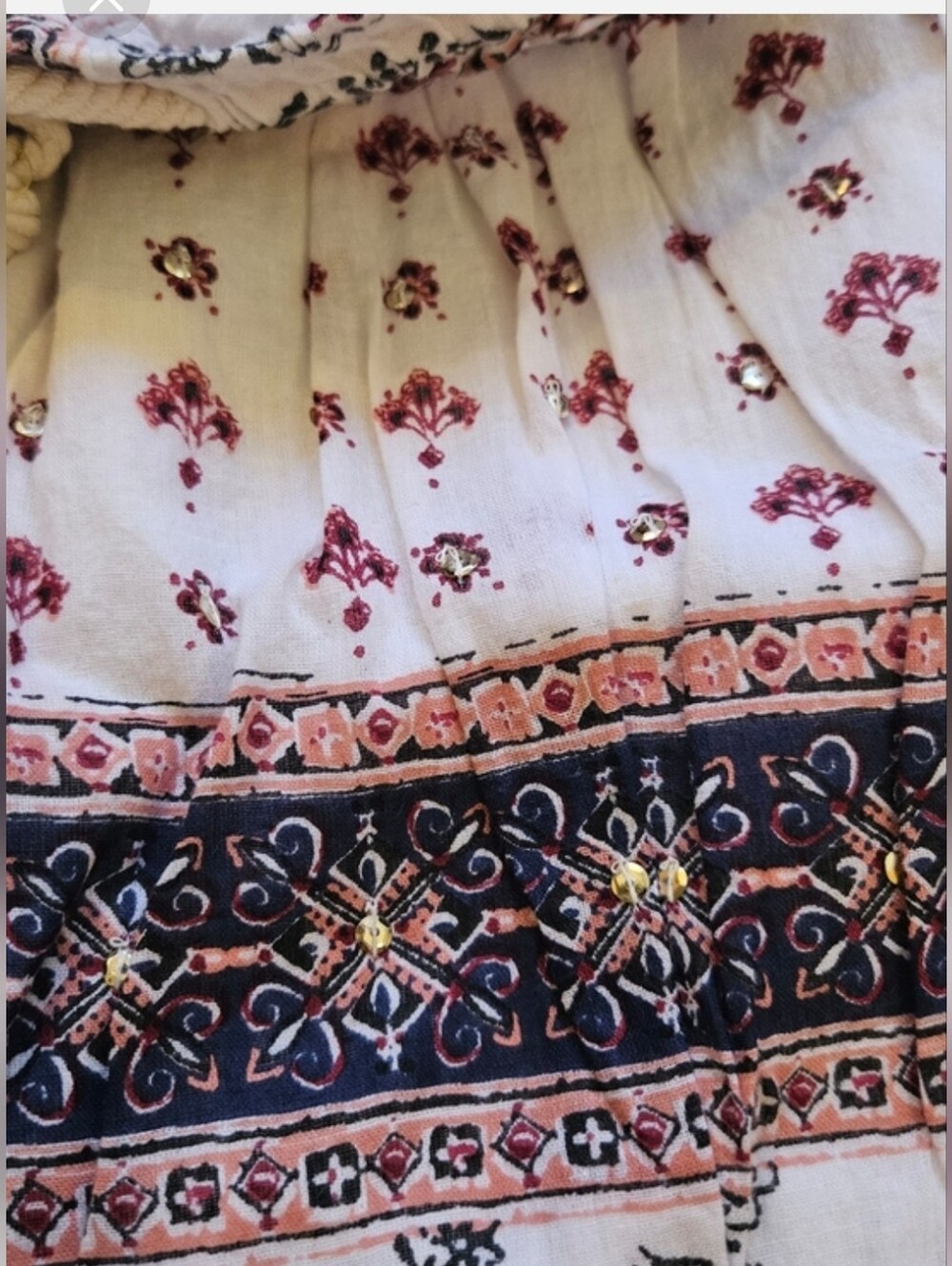 Mlle Gabrielle Boho Embellished Tiered Maxi Skirt XL Cottagecore Praire - Picture 5 of 9